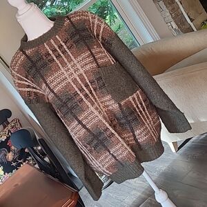 Time Told Best Oversized Olive and Cream Sweater with Pocket